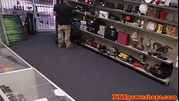 Real pawnshop amateur gets mouthfulf of cock