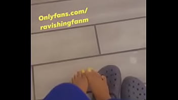 Sexy yellow toes on my ebony slut