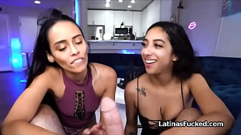 Fucking two Latina girlfriends at once and filming it