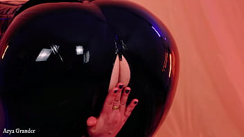 wet pussy curvy girl wearing shiny tight latex leather clothes and having fun in rubber dresses - Arya Grander