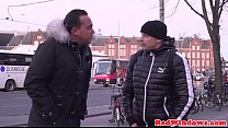 Dutch hooker jizzed after riding tourist cock